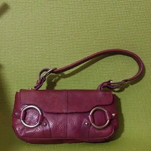 Wilsons Leather Maroon Shoulder Bag with Silver Accents